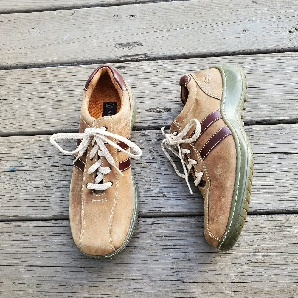 Vintage 90s y2k Skechers Tan Brown Nubuck Suede Leather Bicycle‎ Casual Shoes 9